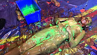 Wet And Wild Fun With A Naughty Girl In Custard And Slime