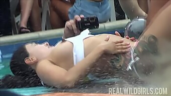 Wild Pool Party With 18-Year-Old Girls Twerking And Flashing Their Asses